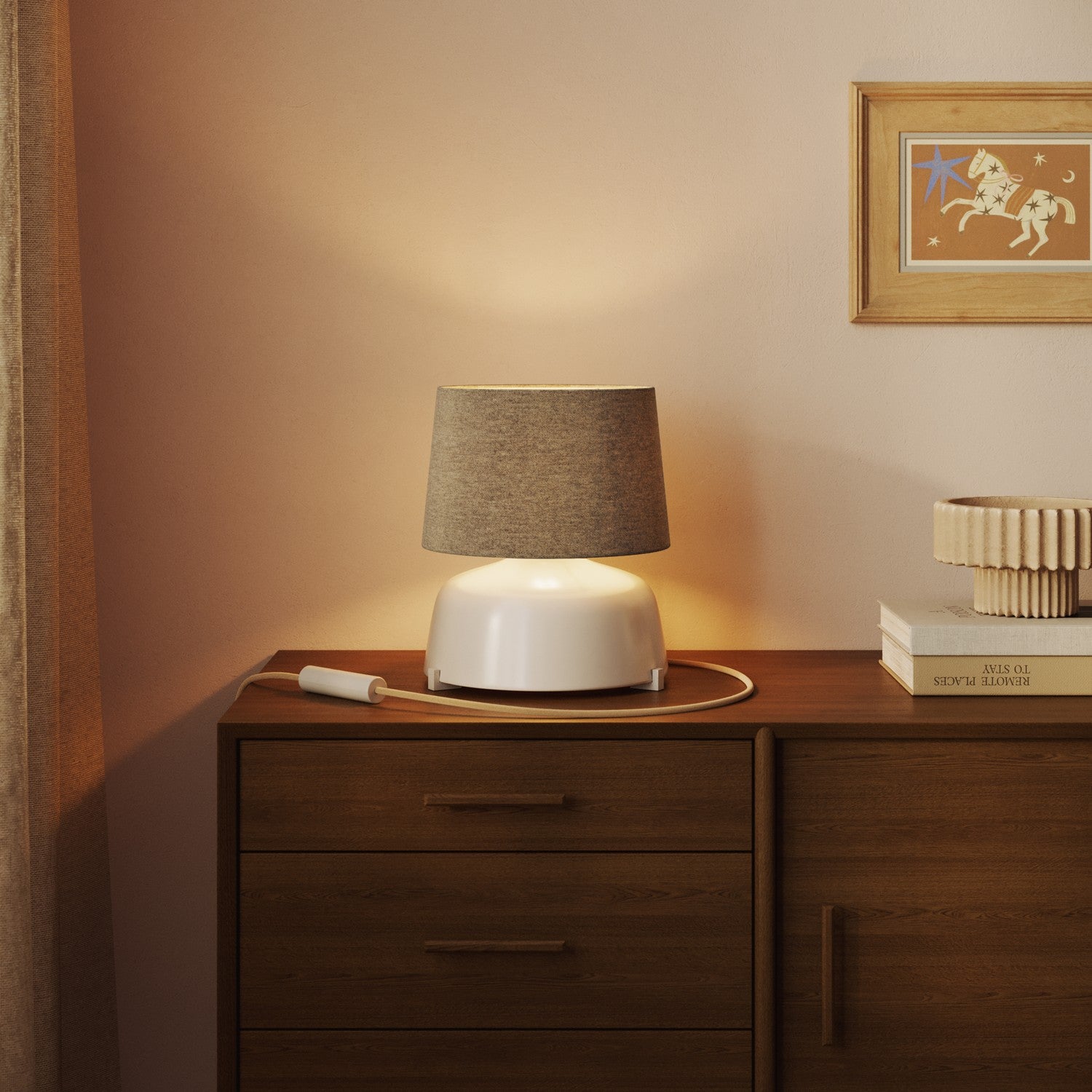 Paralume Athena con attacco E27 per lampada da tavolo o da terra - Made in Italy - Lana Grigio Chiaro