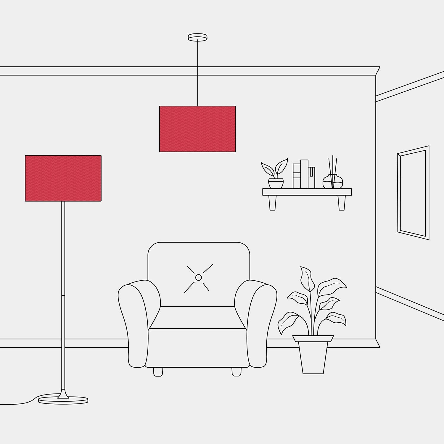 Paralume Cilindro XL in tessuto con attacco E27 - Made in Italy - Teletta Rosso