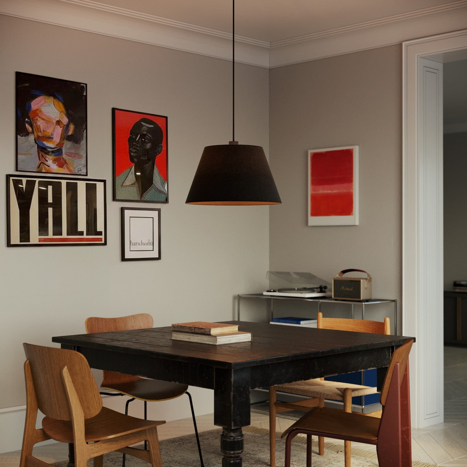 Paralume Impero L per sospensione con attacco E27 - Made in Italy - Lana Grigio Scuro