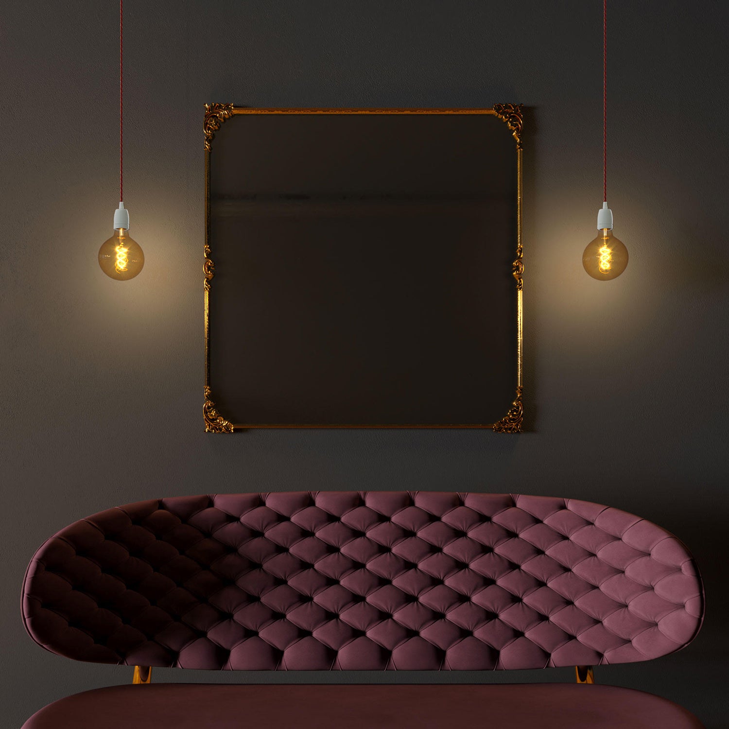 Lampada a sospensione completa di cavo tessile trecciato e finiture in porcellana - Bianco