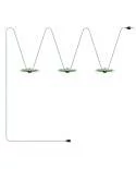 Lumet Lichterkettensystem 'Maiolica', 10 m lang, mit Textilkabel, 3 Fassungen und Lampenschirmen, Haken und schwarzem Stecker