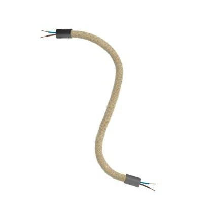 Kit Creative Flex flexibles mit Jute ummanteltes Kabelrohr, RN06 helle Jute, mit Metallenden - Schwarz