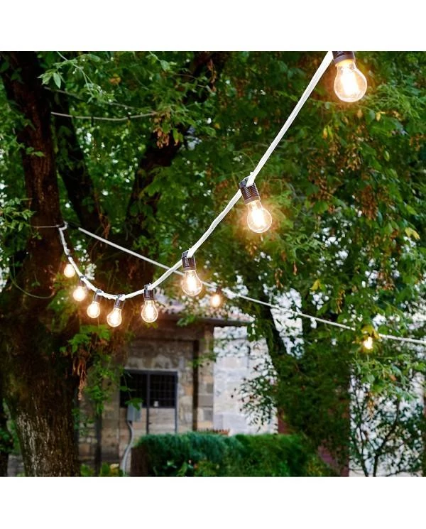 Elektrokabel für Lichterketten mit Textilummantelung in weiß CM01, UV-beständig