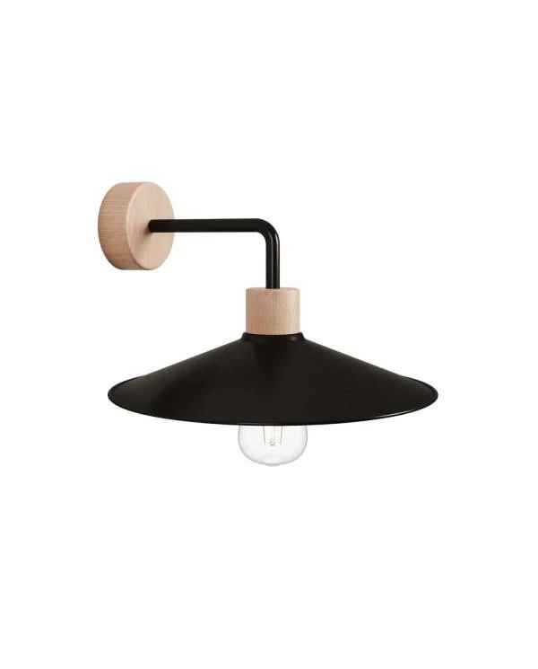 Wandleuchte aus Holz mit Swing Lampenschirm und L-förmiger Verlängerung - Fermaluce Wood