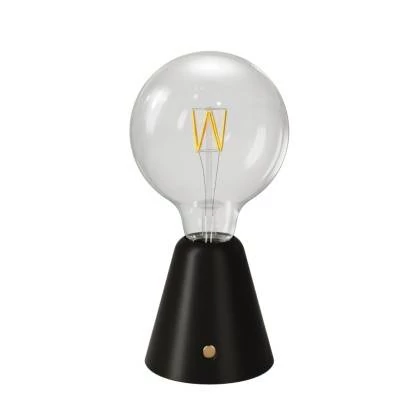 Tragbare, wiederaufladbare LED Leuchte Cabless01 mit Globe Glühbirne G125 - Schwarz