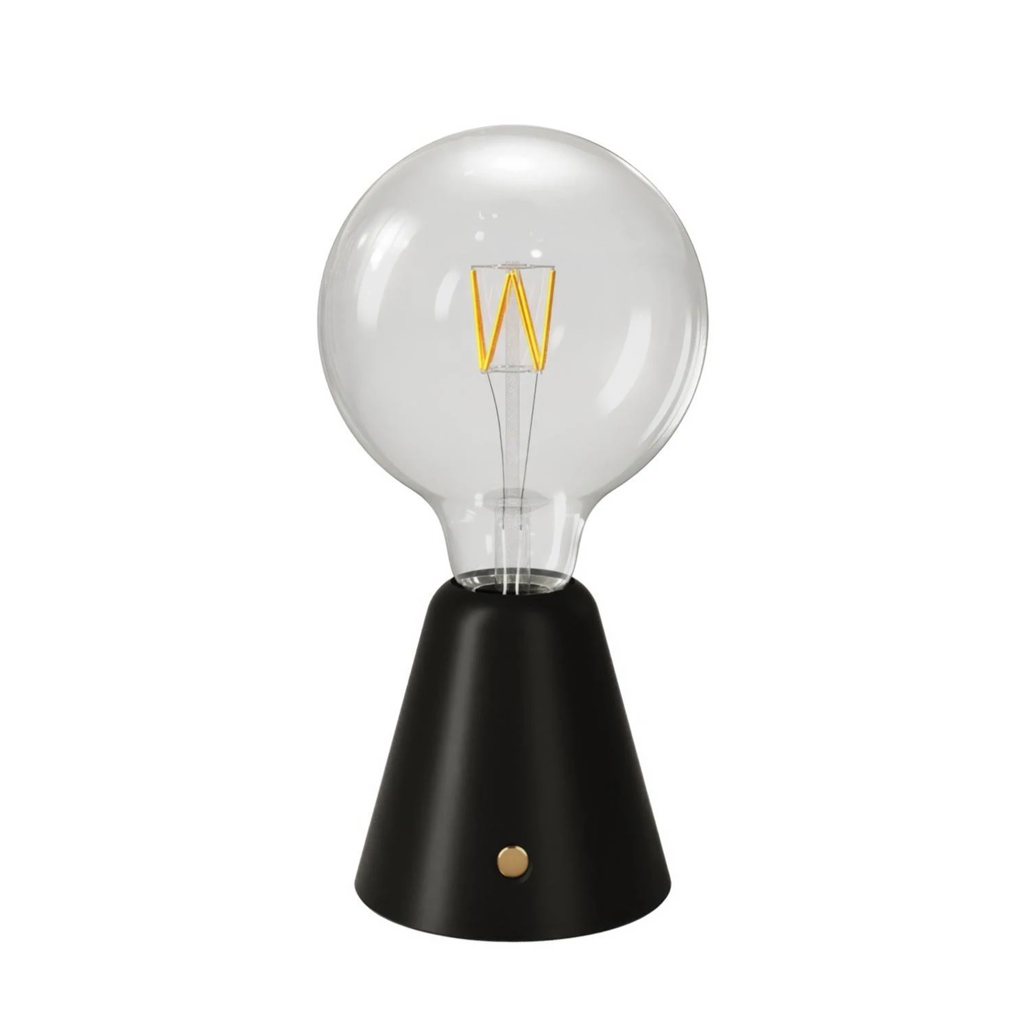 Tragbare, wiederaufladbare LED Leuchte Cabless01 mit Globe Glühbirne G125 - Schwarz