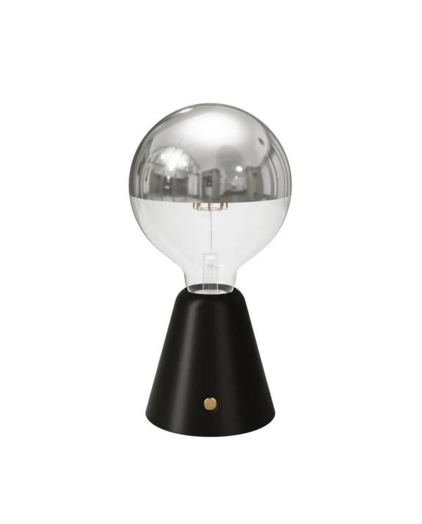 Tragbare, wiederaufladbare LED Leuchte Cabless01 mit Globe Glühbirne mit silberfarbener Kopfspiegelung