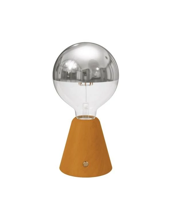 Tragbare, wiederaufladbare LED Leuchte Cabless01 mit Globe Glühbirne mit silberfarbener Kopfspiegelung