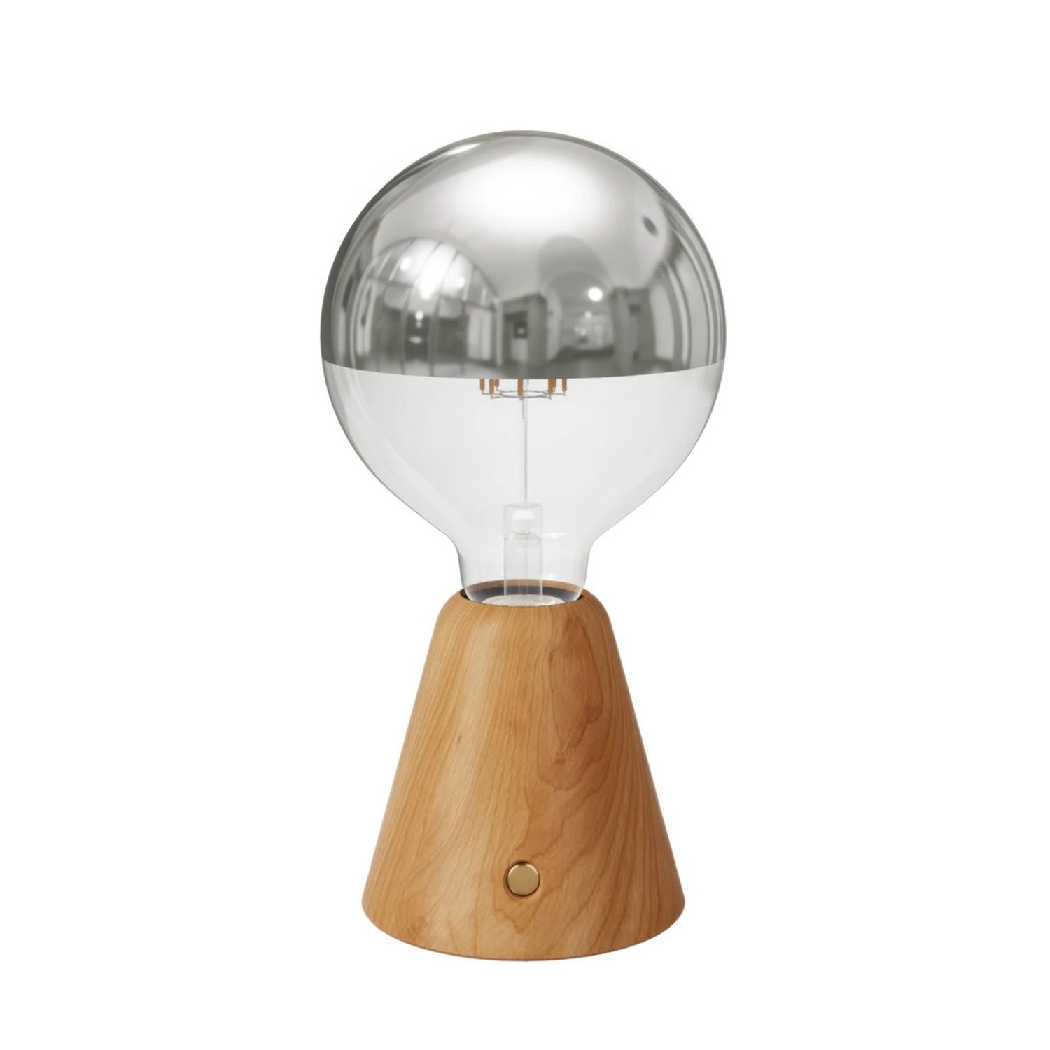 Tragbare, wiederaufladbare LED Leuchte Cabless01 mit Globe Glühbirne mit silberfarbener Kopfspiegelung - Neutral