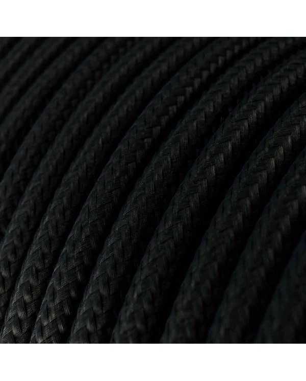 Ultra Soft Elektrokabel aus Silikon mit Textilummantelung, kohlenschwarz glänzend - RM04 rund 2x0,75