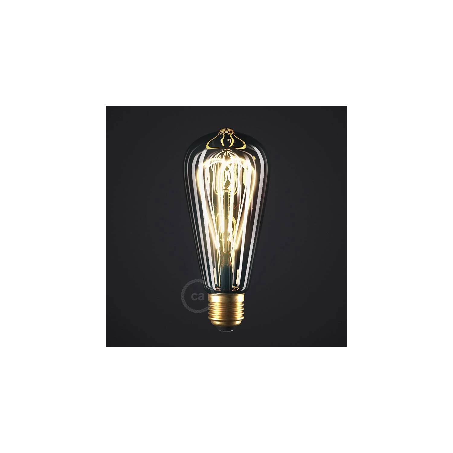 LED Lampe Smoky Edison ST64 Curved Doppelspirale Filament 5W 160Lm E27 1800K Dimmbar