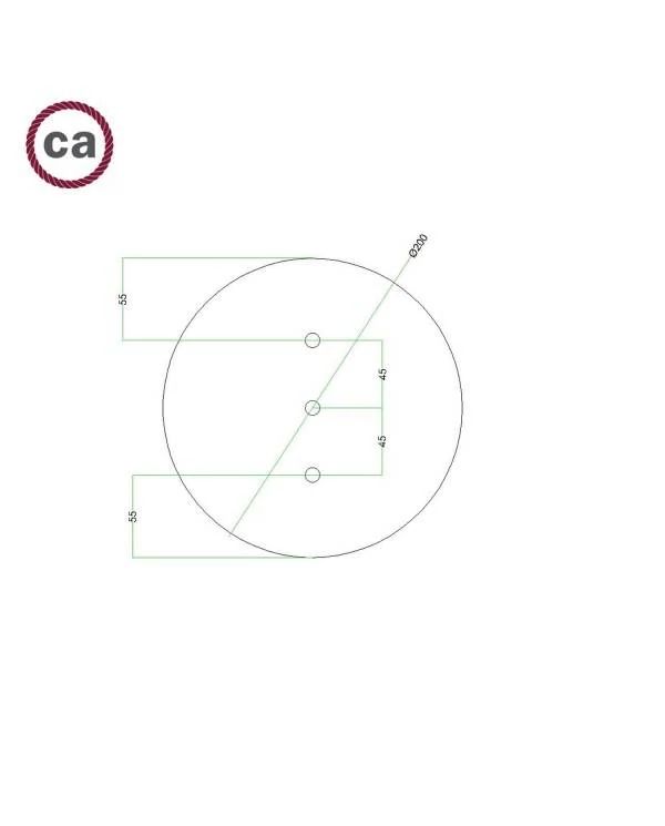 Rundes 3 Inline-Löcher und 4 Seitenlöchern Lampenbaldachin Kit, Rose-One-Abdeckung, 200 mm Durchmesser