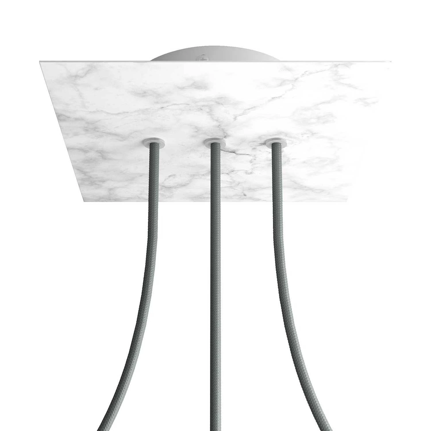 Quadratisches 3 Inline-Löcher und 4 Seitenlöchern Lampenbaldachin Kit, Rose-One-Abdeckung, 200 mm - Carrara-Marmor