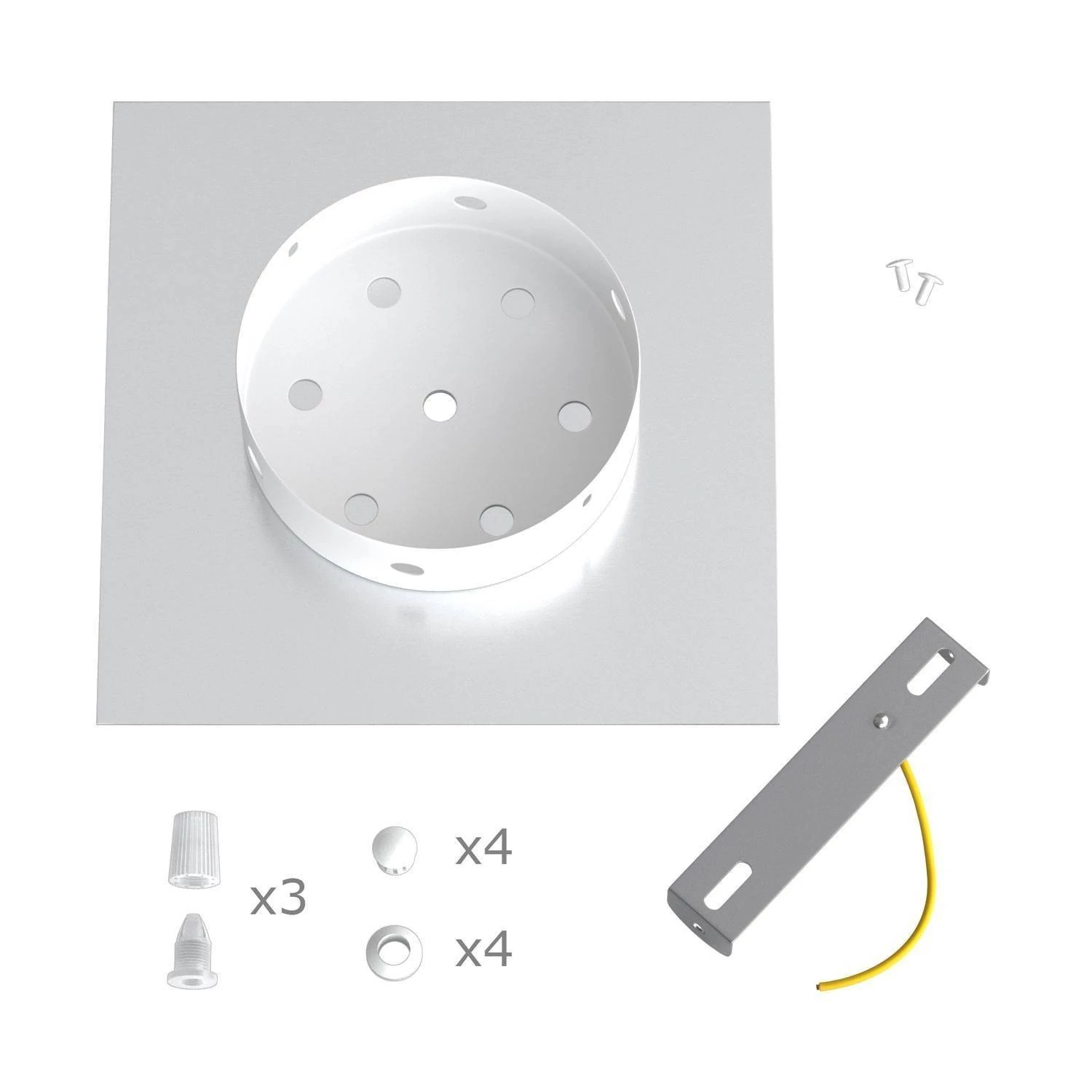 Quadratisches 3 Inline-Löcher und 4 Seitenlöchern Lampenbaldachin Kit, Rose-One-Abdeckung, 200 mm