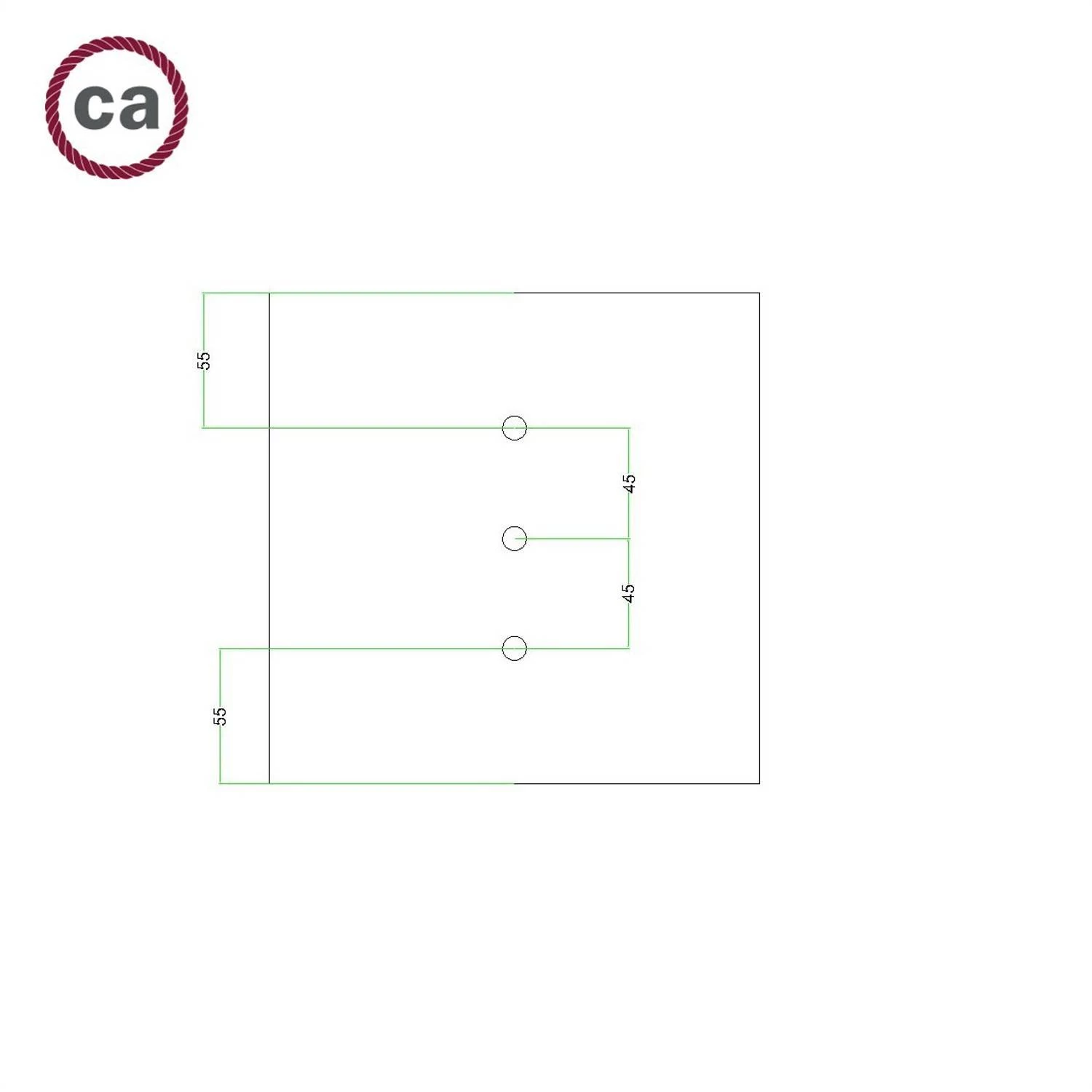 Quadratisches 3 Inline-Löcher und 4 Seitenlöchern Lampenbaldachin Kit, Rose-One-Abdeckung, 200 mm