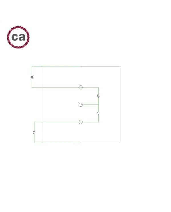 Quadratisches 3 Inline-Löcher und 4 Seitenlöchern Lampenbaldachin Kit, Rose-One-Abdeckung, 200 mm