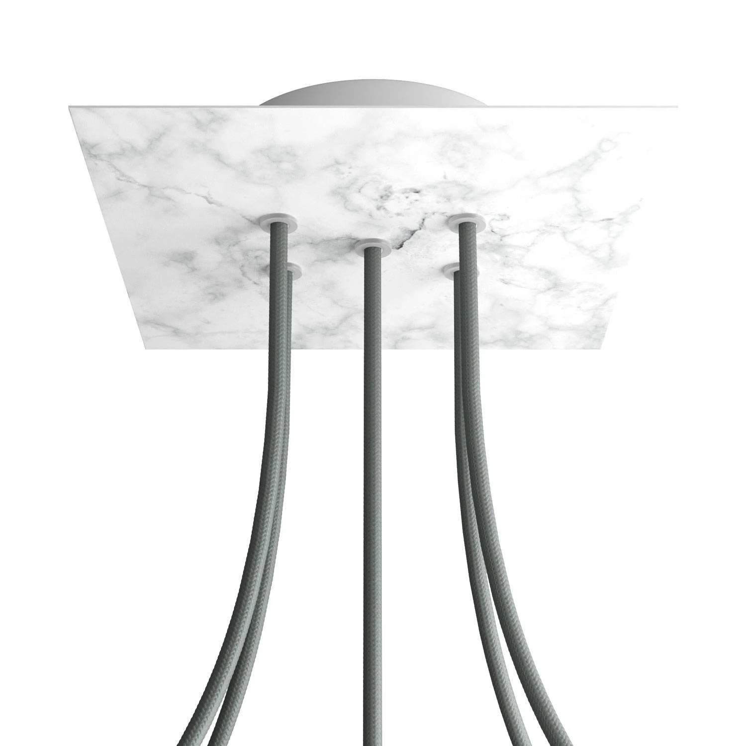 Quadratisches 5-Loch und 4 Seitenlöchern Lampenbaldachin Kit, Rose-One-Abdeckung, 200 mm - Carrara-Marmor
