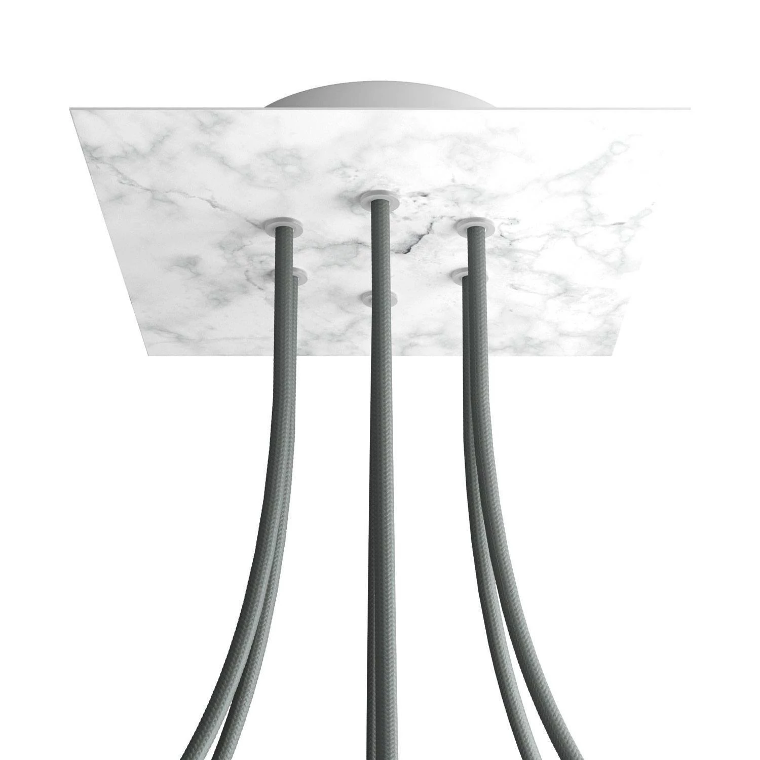 Quadratisches 6-Loch und 4 Seitenlöchern Lampenbaldachin Kit, Rose-One-Abdeckung, 200 mm - Carrara-Marmor