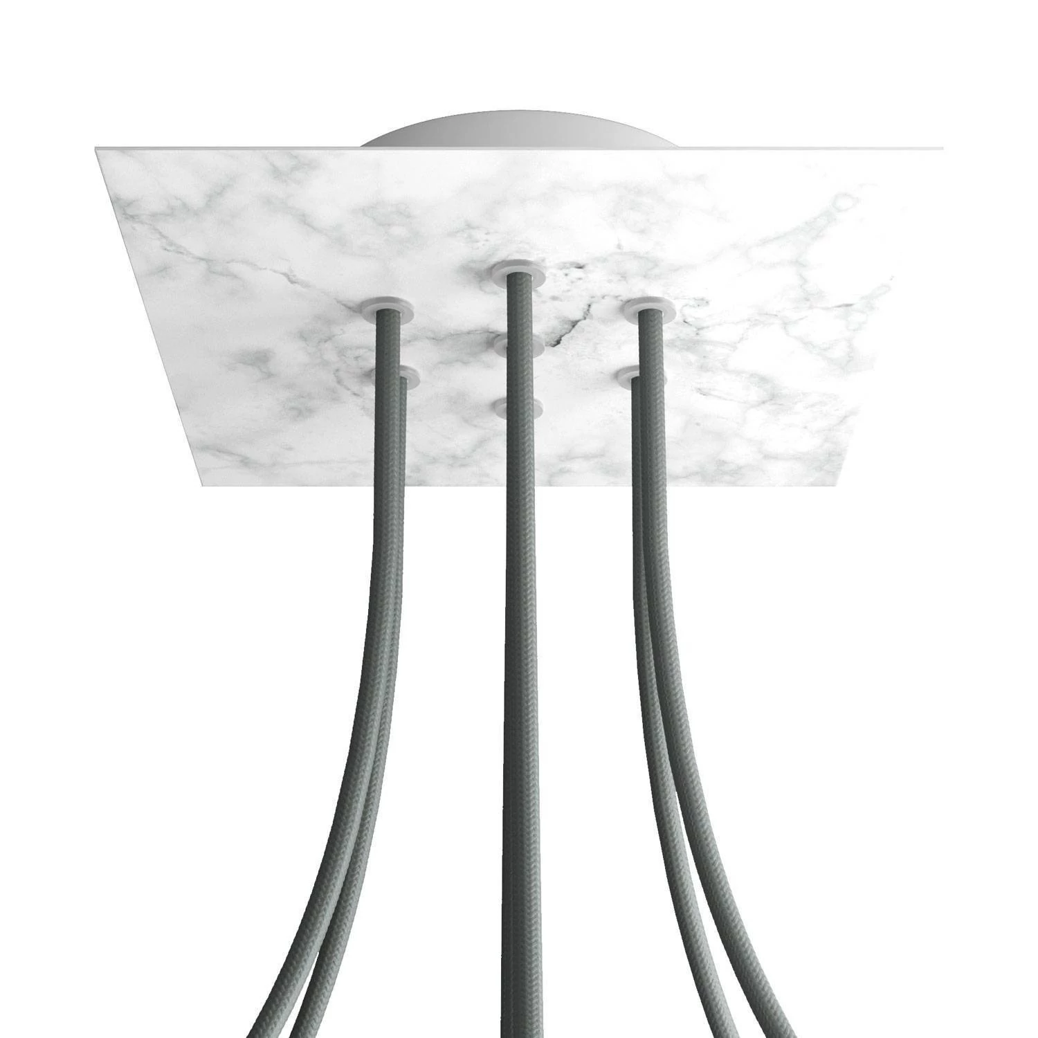 Quadratisches 7-Loch und 4 Seitenlöchern Lampenbaldachin Kit, Rose-One-Abdeckung, 200 mm - Carrara-Marmor