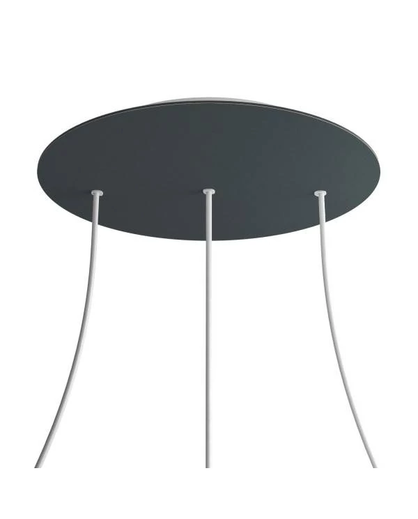 Rundes XXL 3 Inline-Löcher und 4 Seitenlöchern Lampenbaldachin Kit, Rose-One-Abdeckung, 400 mm Durchmesser