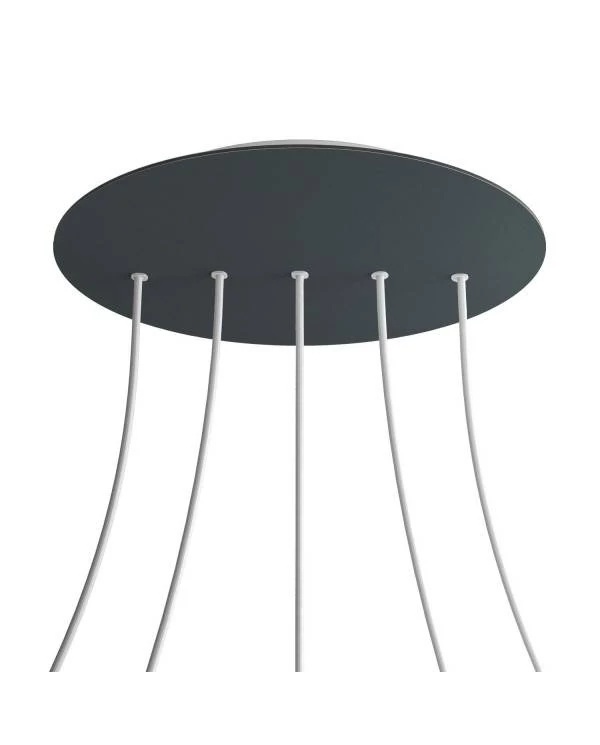 Rundes XXL 5 Inline-Löcher und 4 Seitenlöchern Lampenbaldachin Kit, Rose-One-Abdeckung, 400 mm Durchmesser