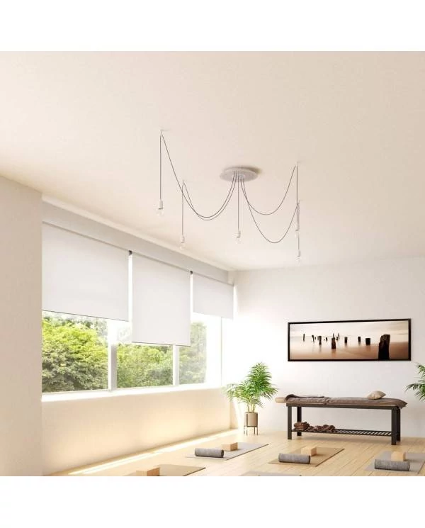 Rundes XXL 5 Inline-Löcher und 4 Seitenlöchern Lampenbaldachin Kit, Rose-One-Abdeckung, 400 mm Durchmesser