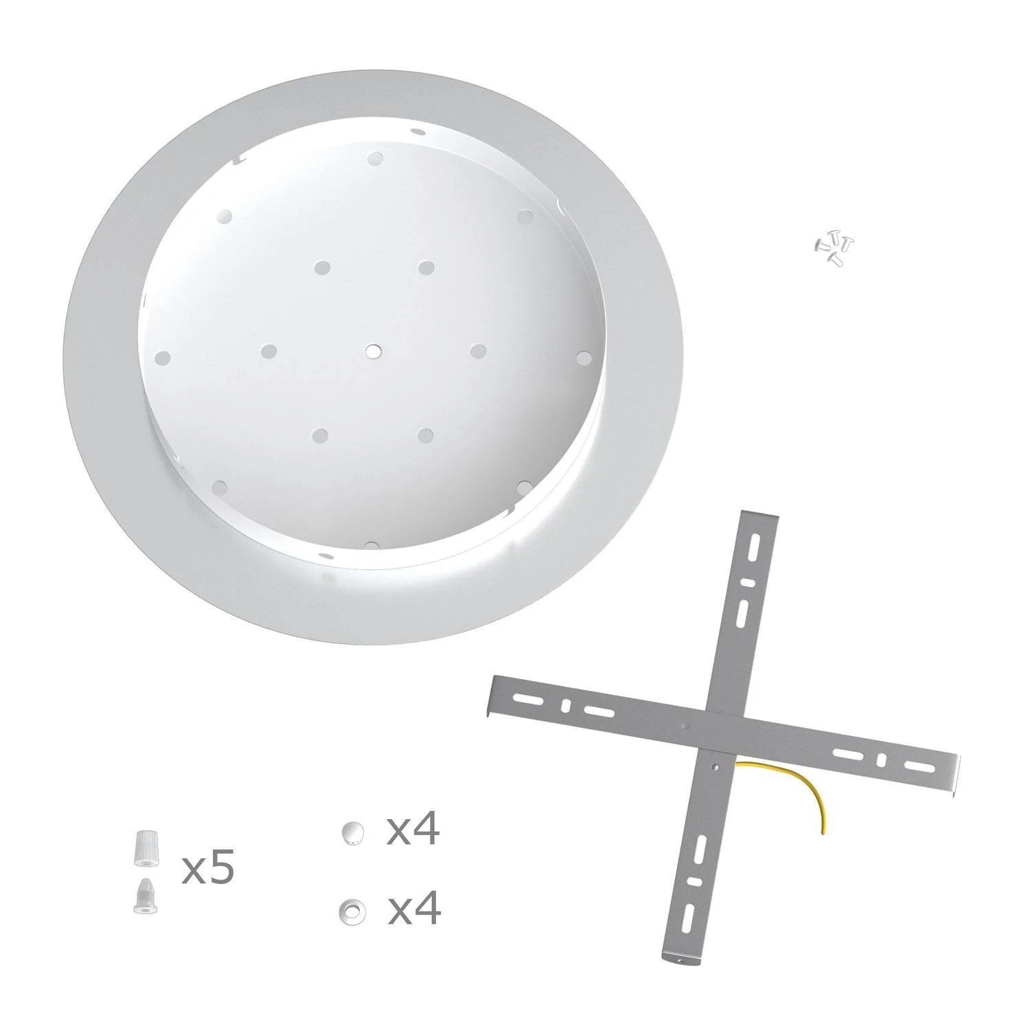 Rundes XXL 5 Inline-Löcher und 4 Seitenlöchern Lampenbaldachin Kit, Rose-One-Abdeckung, 400 mm Durchmesser