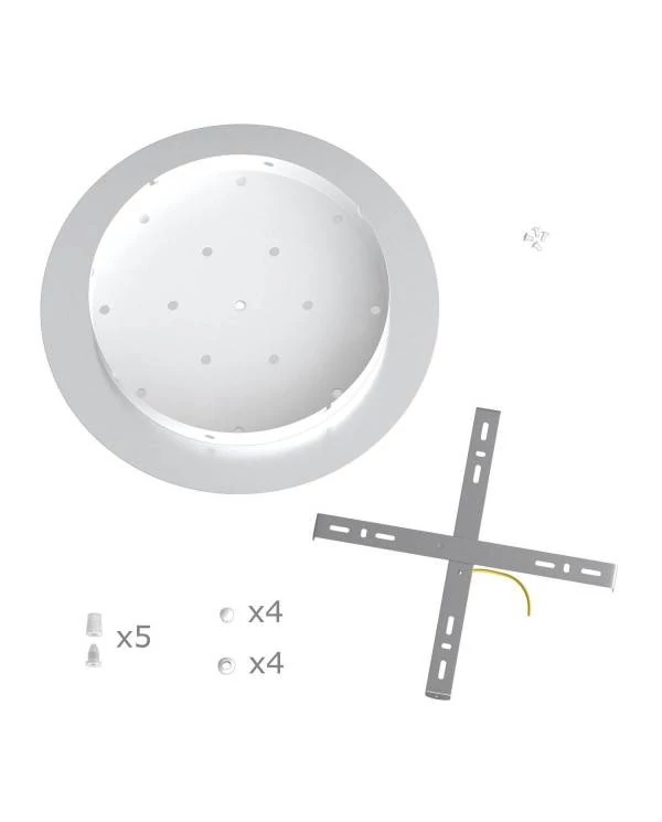 Rundes XXL 5 Inline-Löcher und 4 Seitenlöchern Lampenbaldachin Kit, Rose-One-Abdeckung, 400 mm Durchmesser