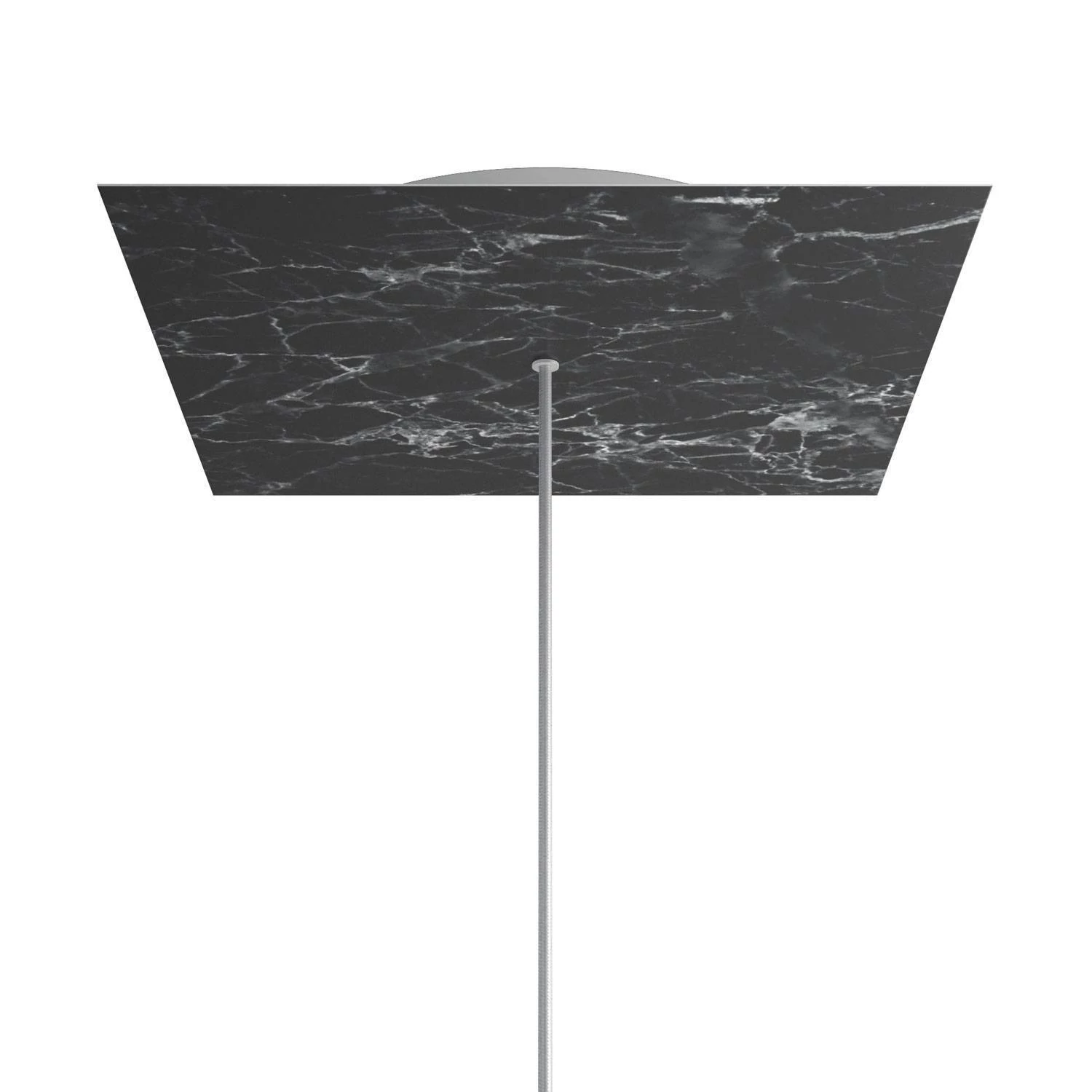 Quadratisches XXL 1-Loch und 4 Seitenlöchern Lampenbaldachin Kit, Rose-One-Abdeckung, 400 mm - Marquina-Marmor