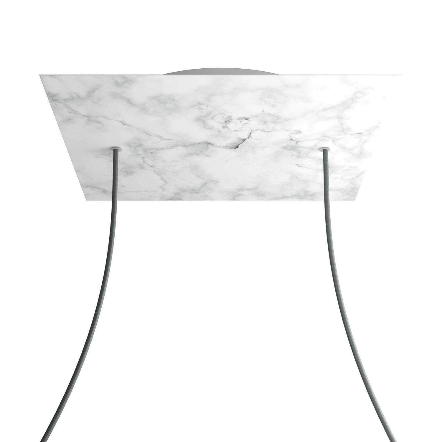 Quadratisches XXL 2-Loch und 4 Seitenlöchern Lampenbaldachin Kit, Rose-One-Abdeckung, 400 mm - Carrara-Marmor