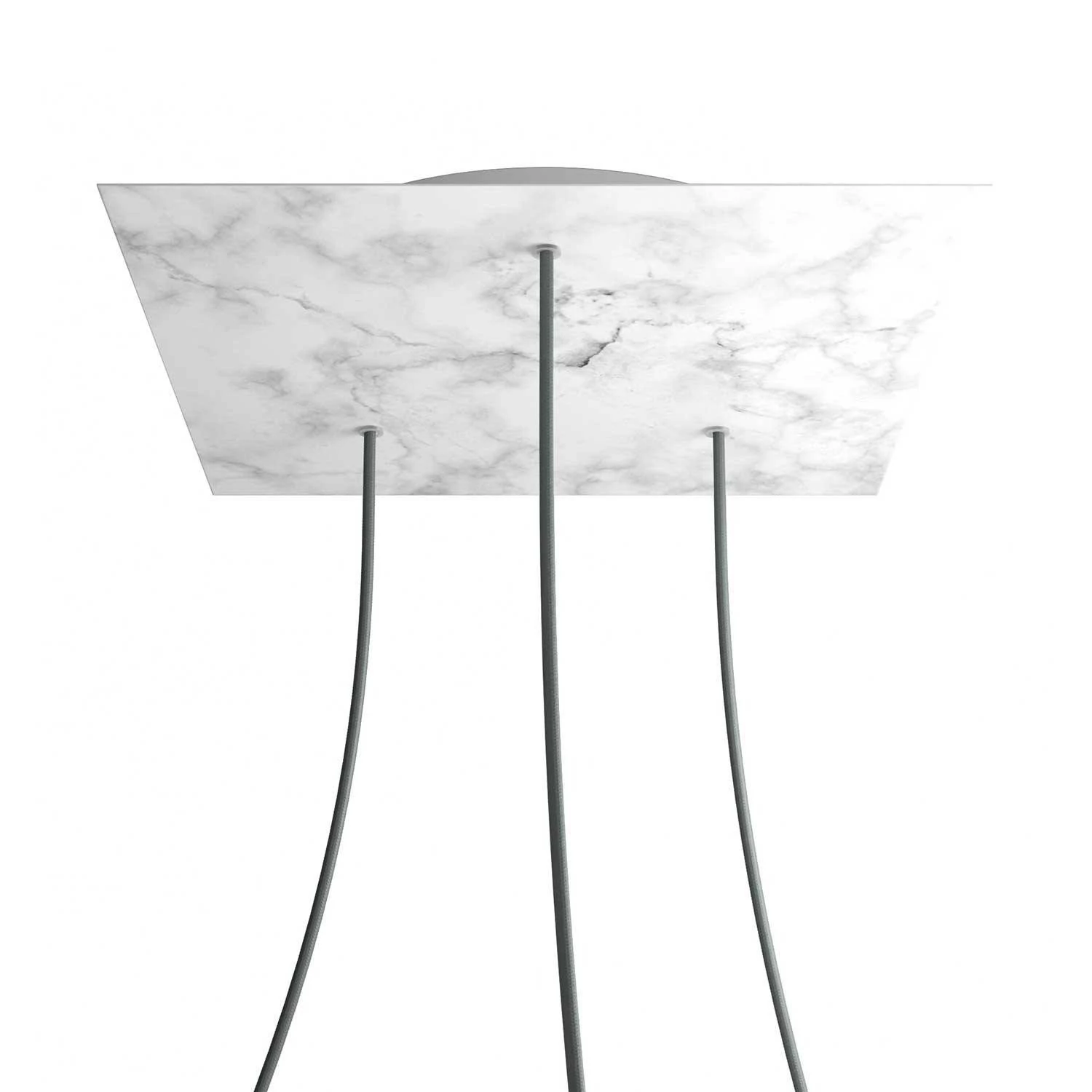 Quadratisches XXL 3-Loch und 4 Seitenlöchern Lampenbaldachin Kit, Rose-One-Abdeckung, 400 mm - Carrara-Marmor