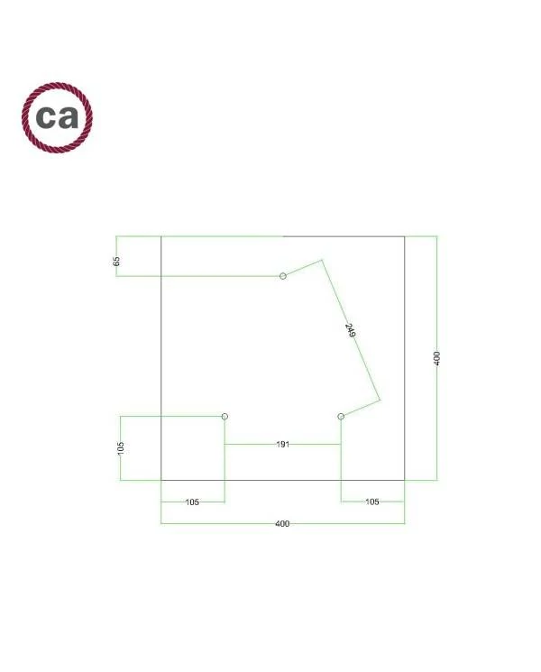Quadratisches XXL 3-Loch und 4 Seitenlöchern Lampenbaldachin Kit, Rose-One-Abdeckung, 400 mm