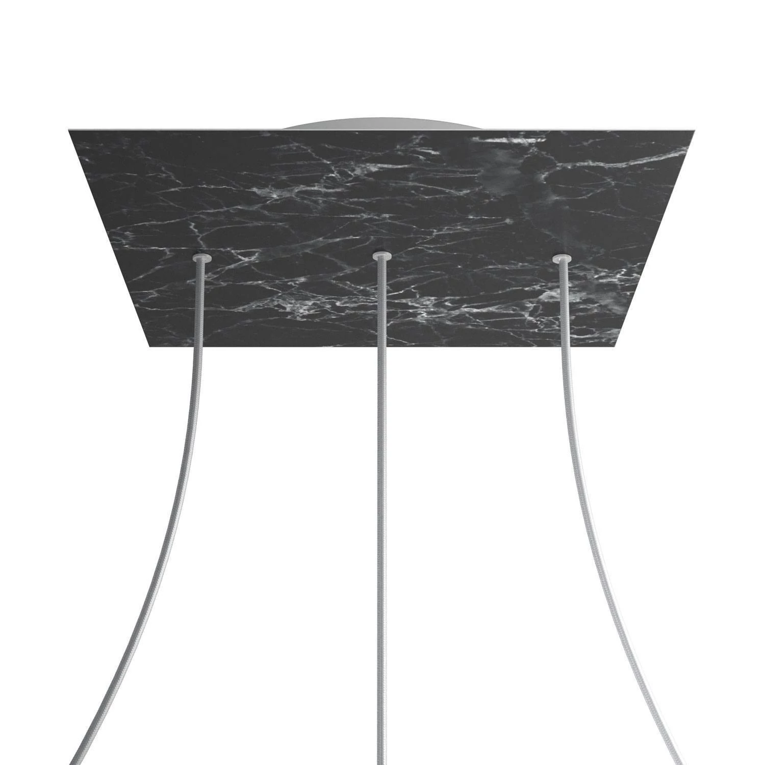 Quadratisches XXL 3 Inline-Löcher und 4 Seitenlöchern Lampenbaldachin Kit, Rose-One-Abdeckung, 400 mm - Marquina-Marmor