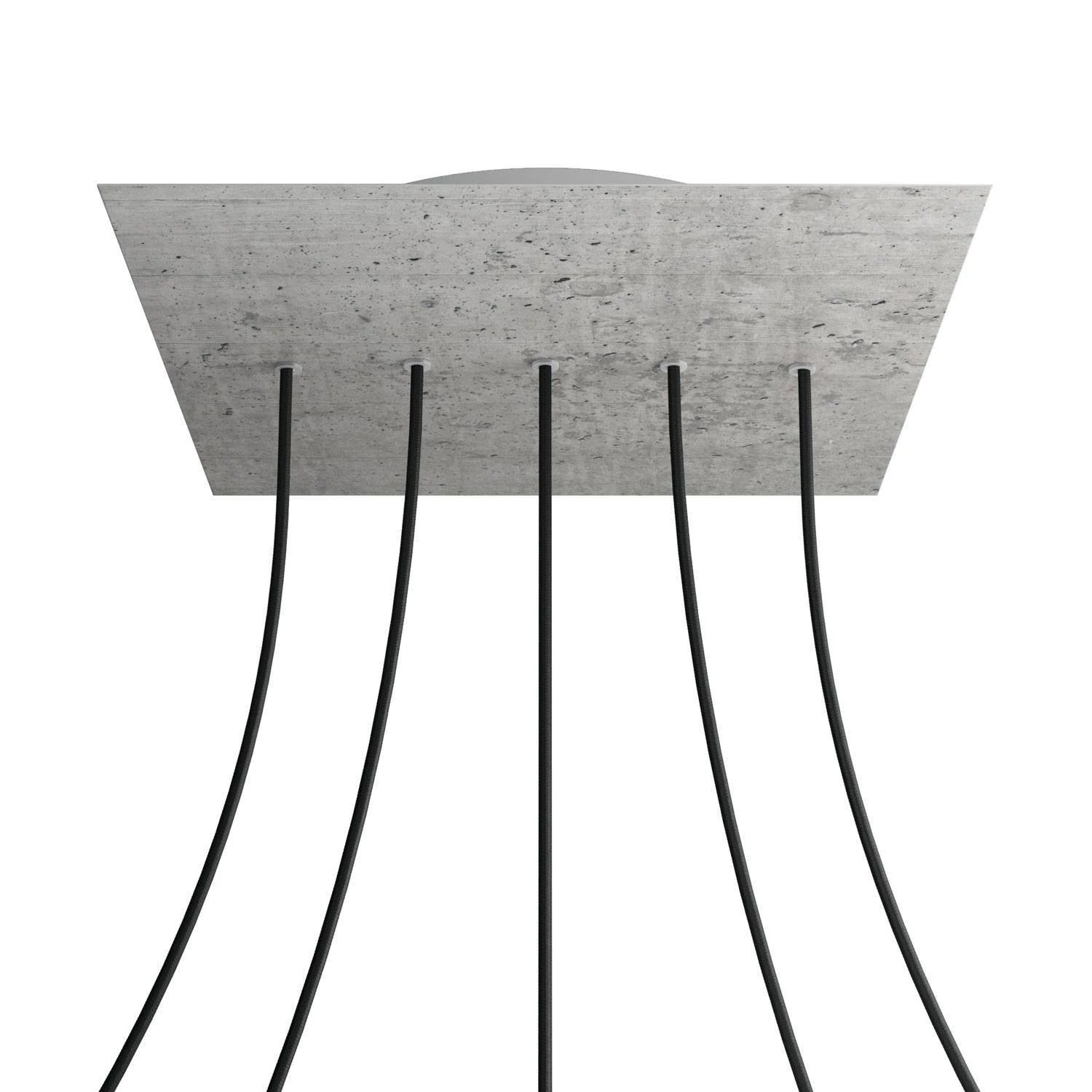 Quadratisches XXL 5 Inline-Löcher und 4 Seitenlöchern Lampenbaldachin Kit, Rose-One-Abdeckung, 400 mm - Beton