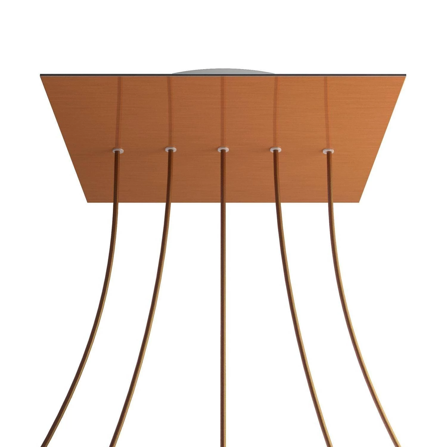 Quadratisches XXL 5 Inline-Löcher und 4 Seitenlöchern Lampenbaldachin Kit, Rose-One-Abdeckung, 400 mm - Satiniertes Kufper
