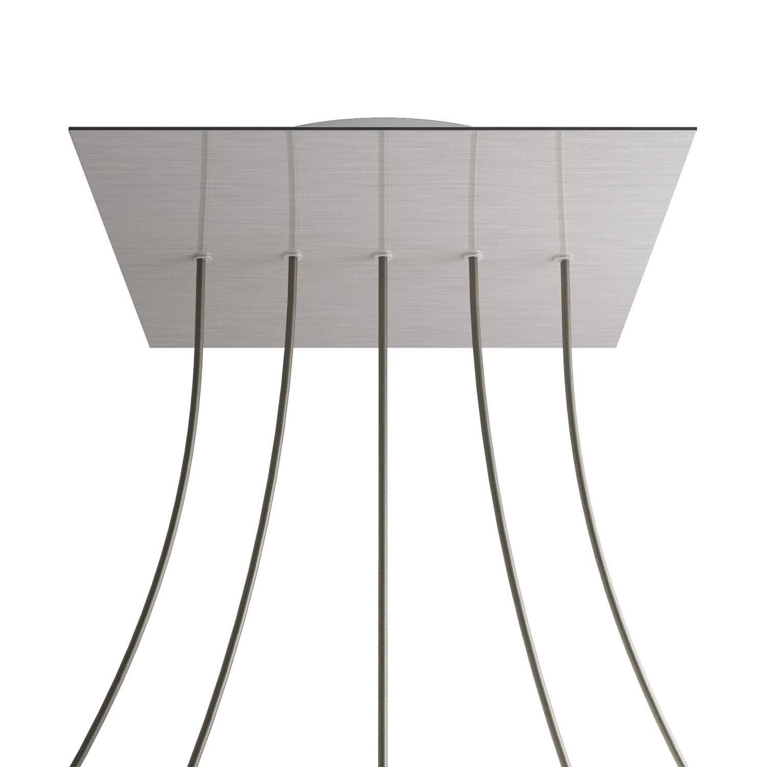 Quadratisches XXL 5 Inline-Löcher und 4 Seitenlöchern Lampenbaldachin Kit, Rose-One-Abdeckung, 400 mm - Satinierter Stahl