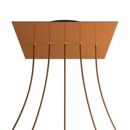 Quadratisches XXL 5 Inline-Löcher und 4 Seitenlöchern Lampenbaldachin Kit, Rose-One-Abdeckung, 400 mm