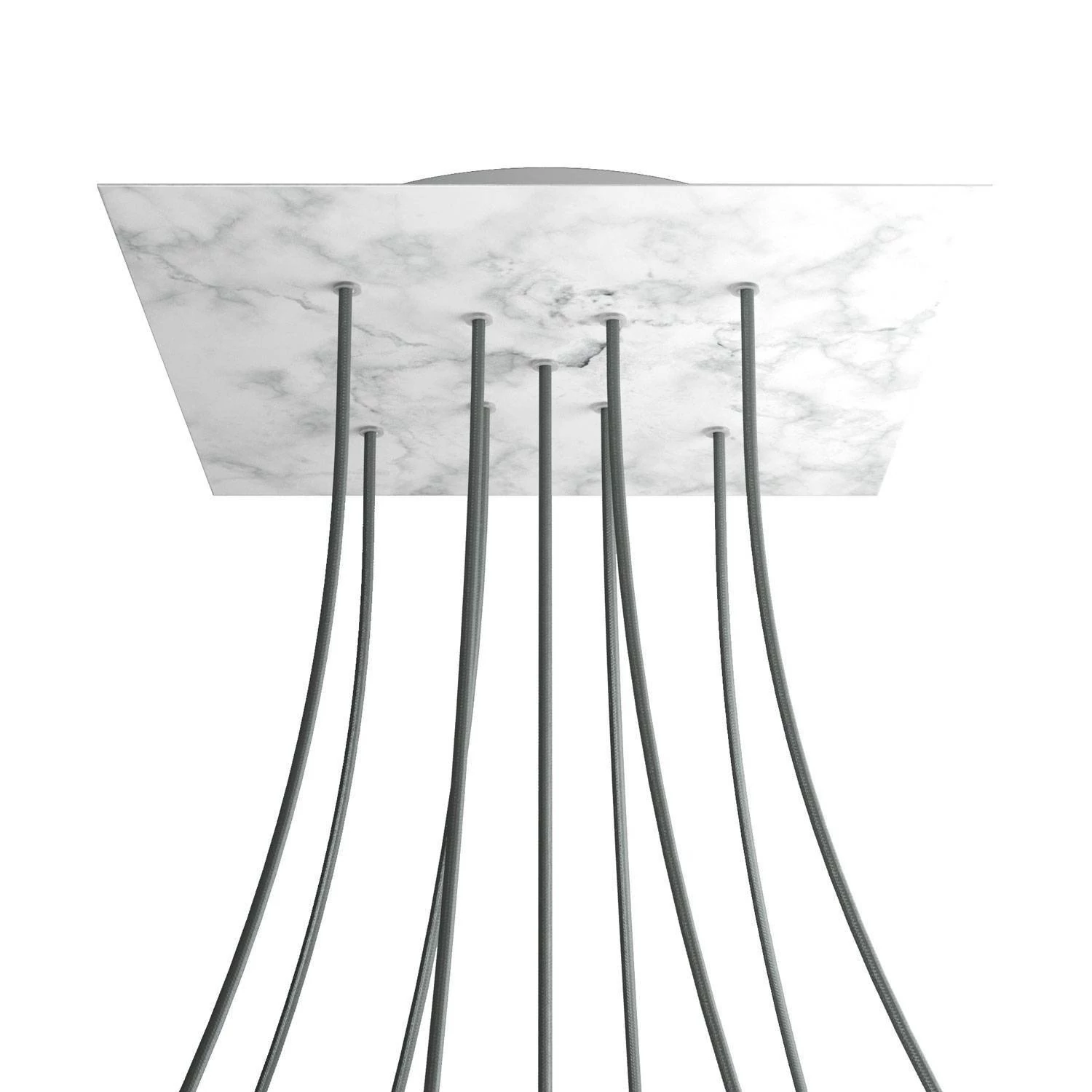 Quadratisches XXL 9 X-geformten Löchern und 4 Seitenlöchern Lampenbaldachin Kit, Rose-One-Abdeckung, 400 mm - Carrara-Marmor