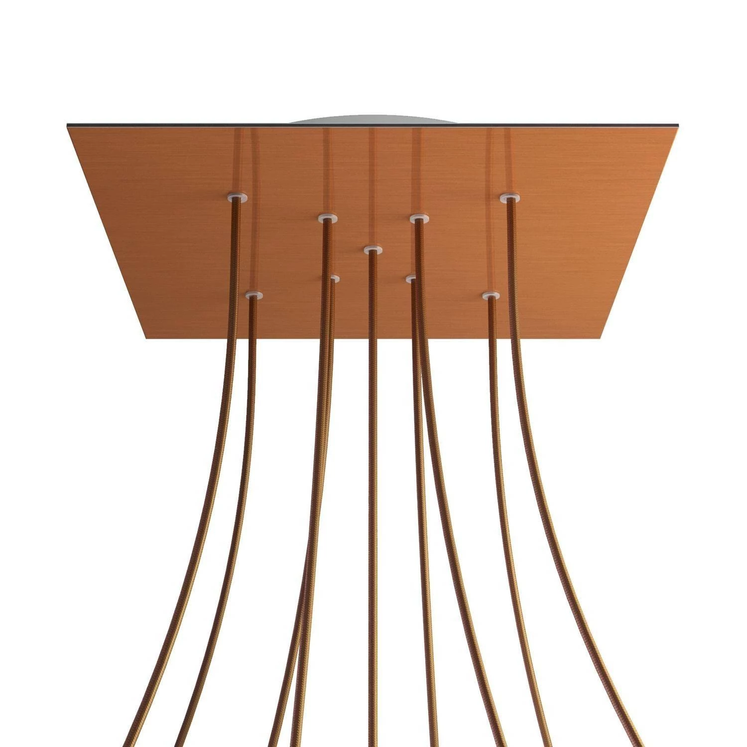 Quadratisches XXL 9 X-geformten Löchern und 4 Seitenlöchern Lampenbaldachin Kit, Rose-One-Abdeckung, 400 mm - Satiniertes Kufper