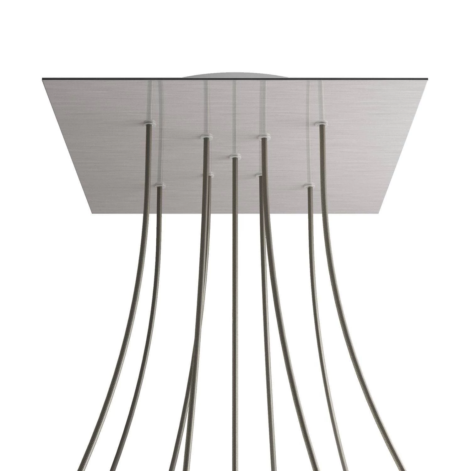 Quadratisches XXL 9 X-geformten Löchern und 4 Seitenlöchern Lampenbaldachin Kit, Rose-One-Abdeckung, 400 mm - Satinierter Stahl