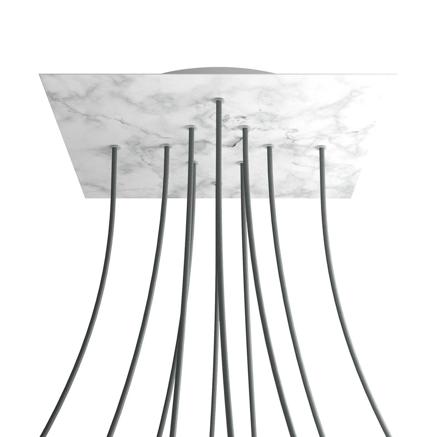 Quadratisches XXL 10-Loch und 4 Seitenlöchern Lampenbaldachin Kit, Rose-One-Abdeckung, 400 mm - Carrara-Marmor