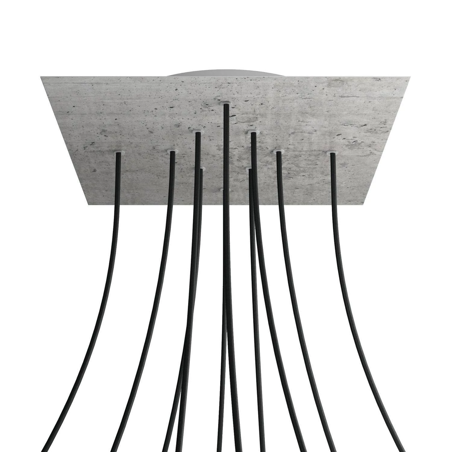 Quadratisches XXL 10-Loch und 4 Seitenlöchern Lampenbaldachin Kit, Rose-One-Abdeckung, 400 mm - Beton