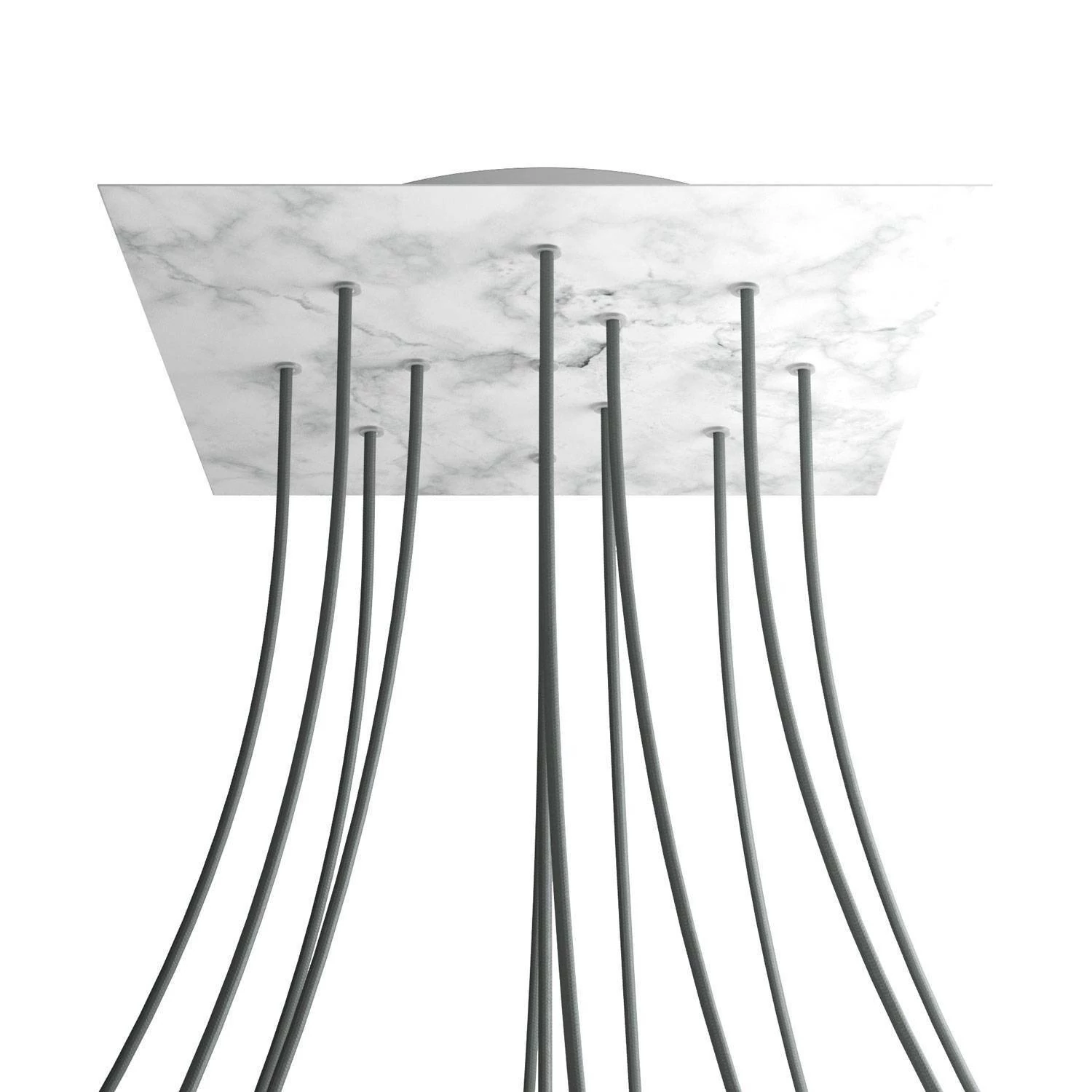 Quadratisches XXL 12-Loch und 4 Seitenlöchern Lampenbaldachin Kit, Rose-One-Abdeckung, 400 mm - Carrara-Marmor
