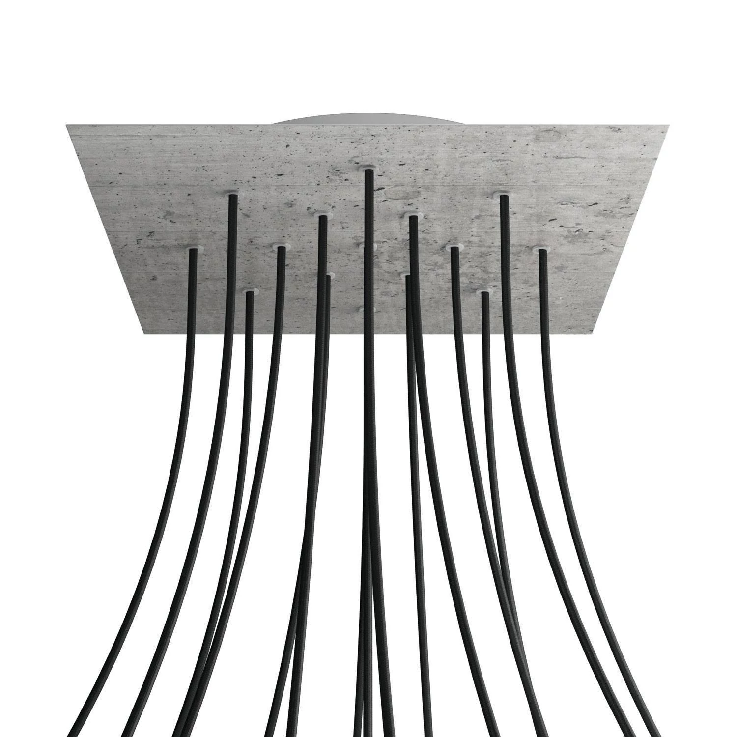 Quadratisches XXL 15-Loch und 4 Seitenlöchern Lampenbaldachin Kit, Rose-One-Abdeckung, 400 mm - Beton