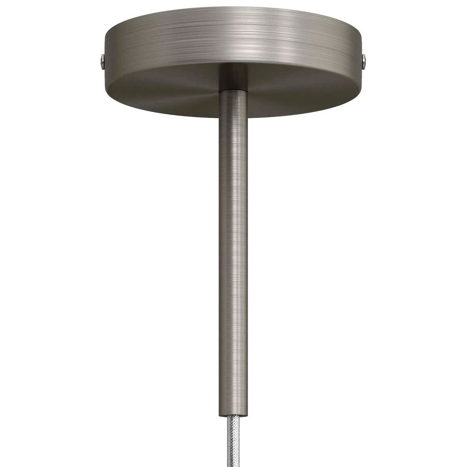 Zylindrischer Lampenbaldachin Kit aus Metall mit 15 cm Kabelklemme - Titan satiniert
