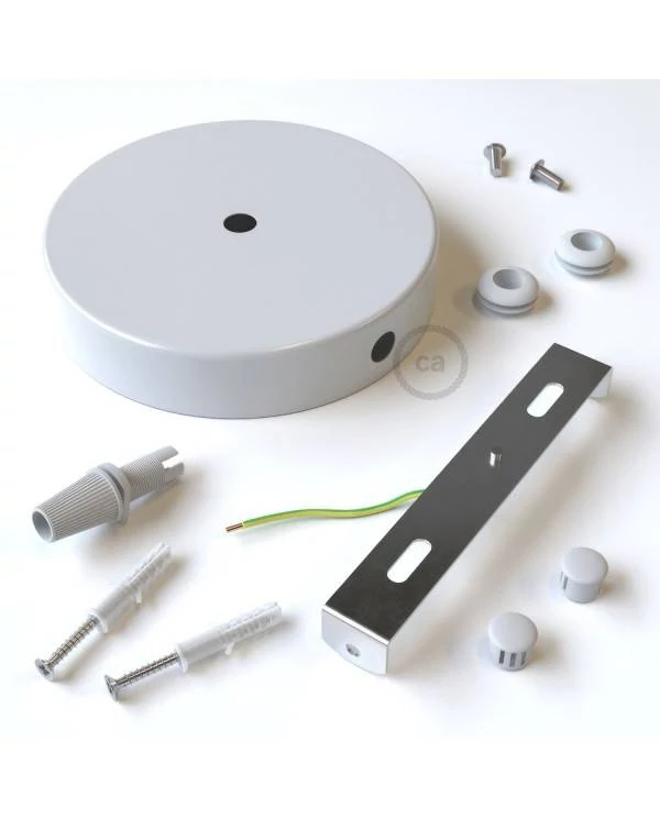 Zylindrischer Lampenbaldachin Kit aus Metall mit 1 Haupt- und 2 Seitenlöchern