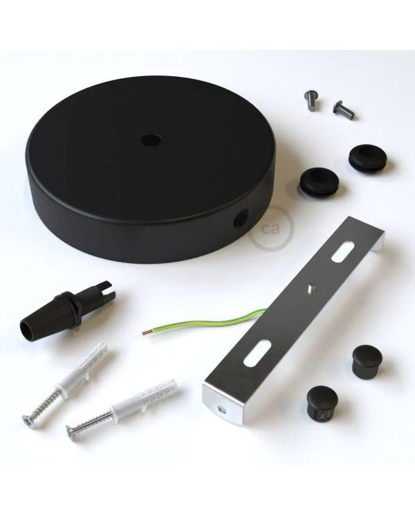 Zylindrischer Lampenbaldachin Kit aus Metall mit 1 Haupt- und 2 Seitenlöchern