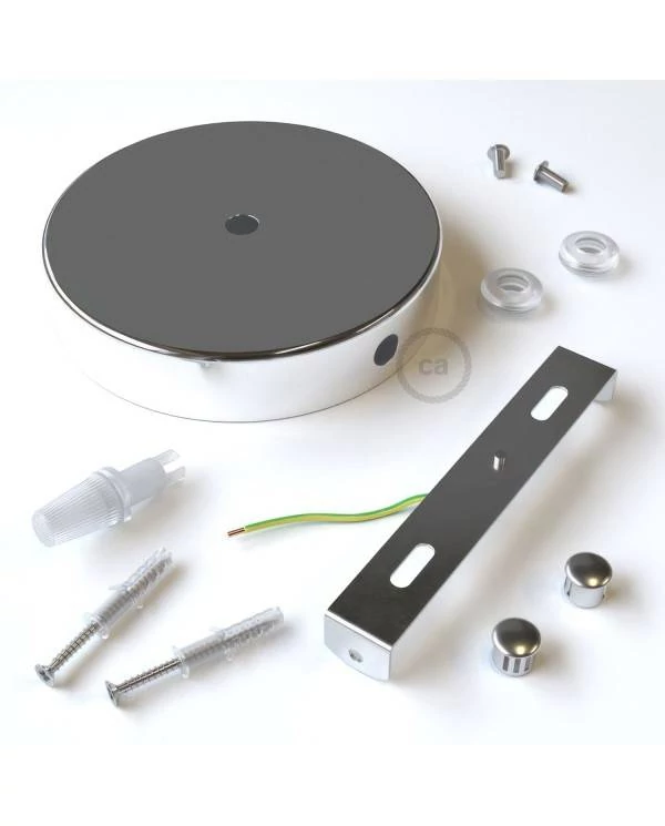 Zylindrischer Lampenbaldachin Kit aus Metall mit 1 Haupt- und 2 Seitenlöchern