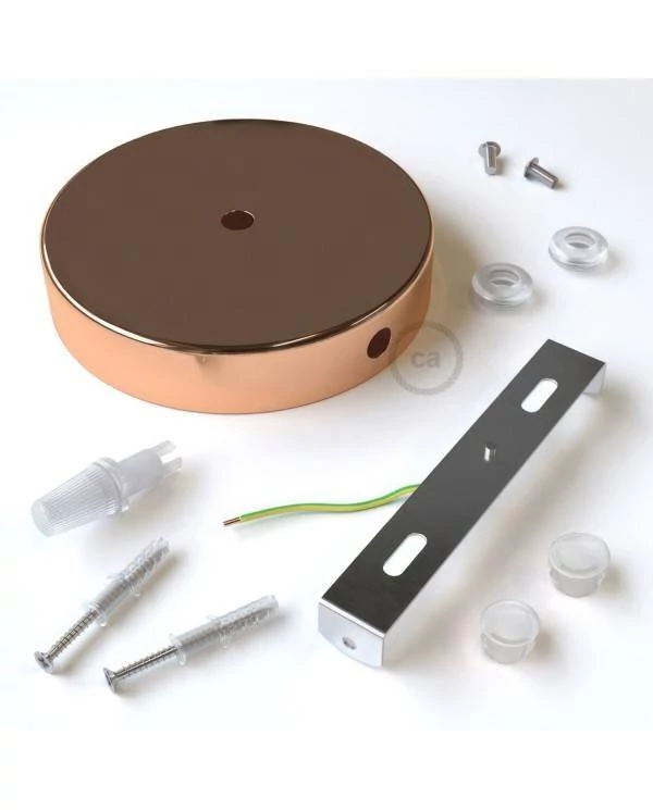 Zylindrischer Lampenbaldachin Kit aus Metall mit 1 Haupt- und 2 Seitenlöchern