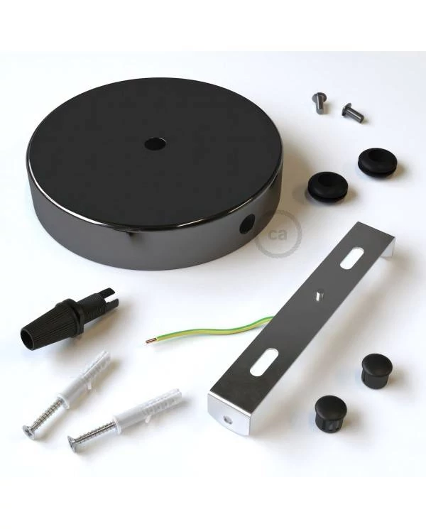 Zylindrischer Lampenbaldachin Kit aus Metall mit 1 Haupt- und 2 Seitenlöchern